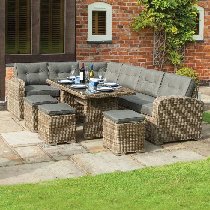 Midland Garden Furniture Henley Corner Garden Sofa Set Natural Weave